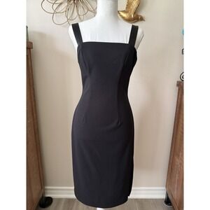 DB Studio Black Midi Dress Womens 2 Sheath Cocktail Wedding Guest Formal LBD